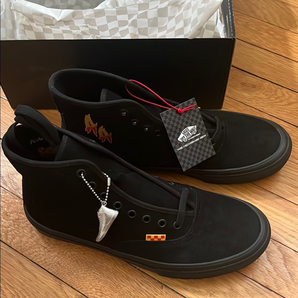 Vans Black Skate Authentic High Sneakers Andrew Allen Blackout Mens 9 New
